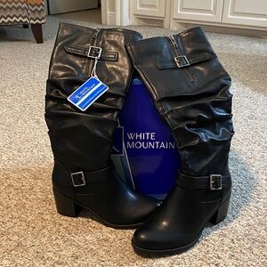 *NEW IN BOX* Womens White Mountain‎ Desirable Knee High Black Boots Size 6.5